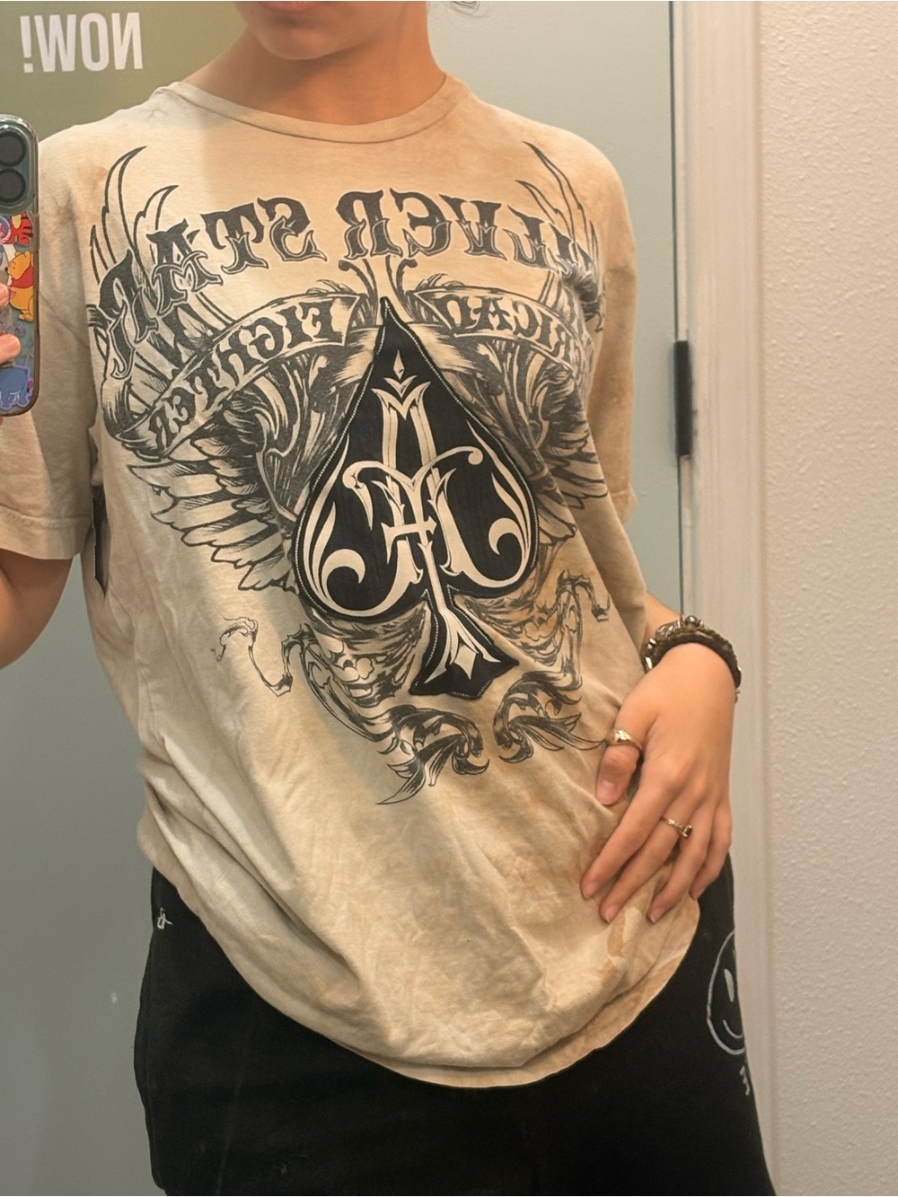 Silver Stars Collection Beige Graphic Ace Spade Tee